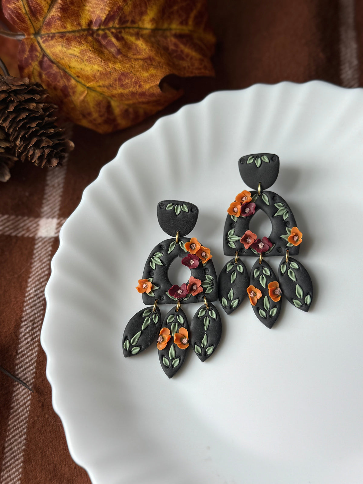 Avery Autumn Blooms handmade polymer clay earrings by Shop Something Earthy — view 1 of 2