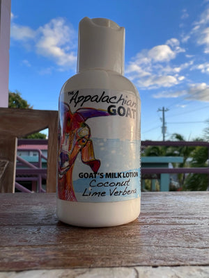 Appalachian Goat coconut lime verbena goat's milk lotion bottle