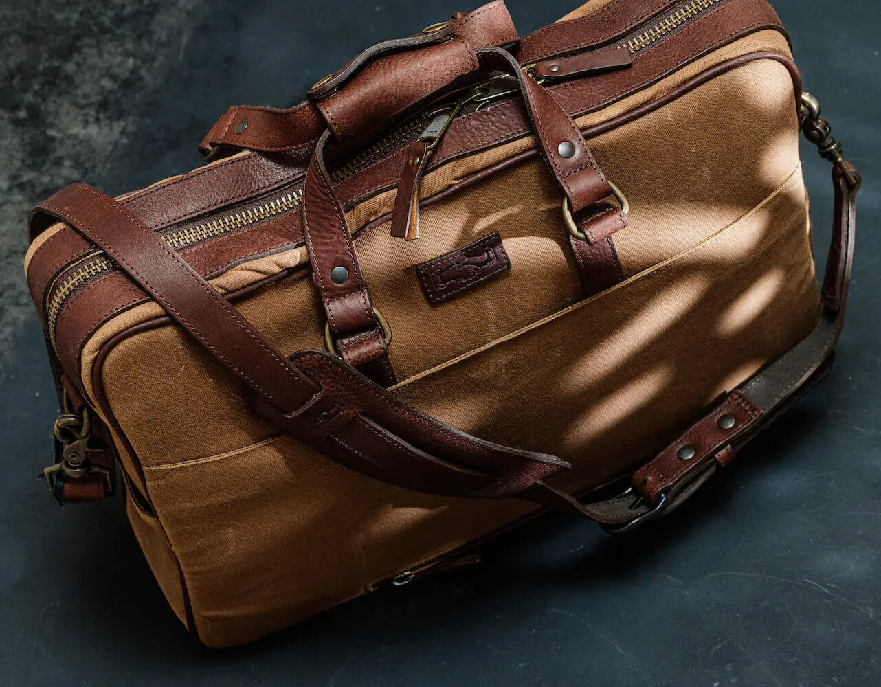 Campaign Waxed Canvas Briefcase Mission Mercantile Leather Goods
