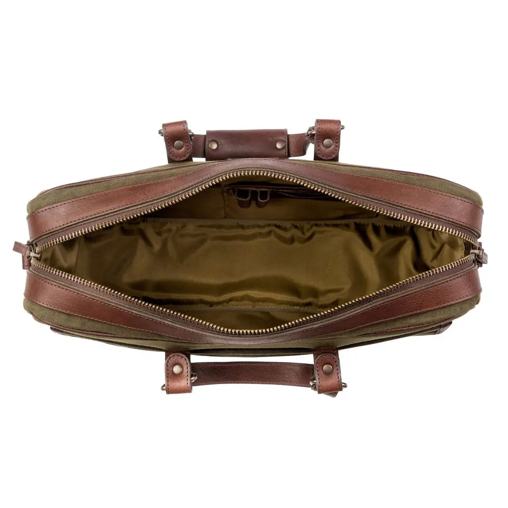 Campaign Waxed Canvas Briefcase Mission Mercantile Leather Goods