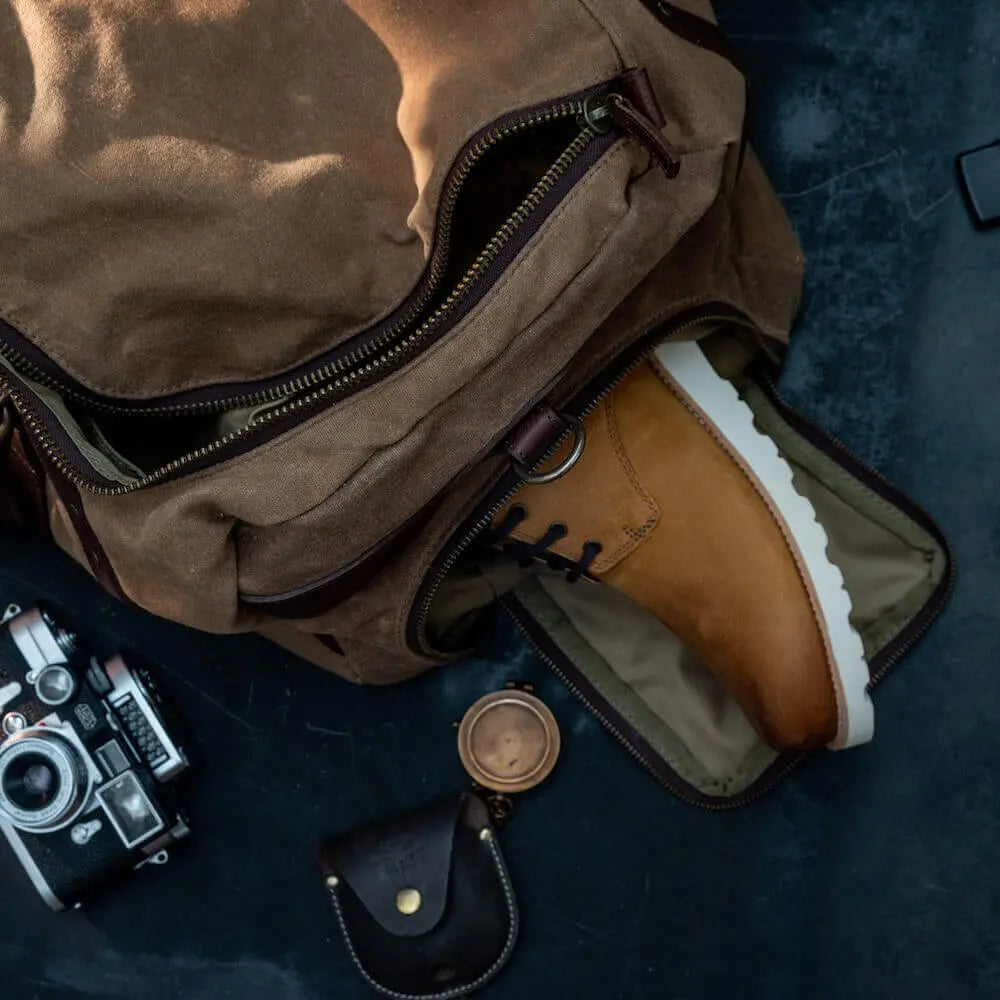 Campaign Waxed Canvas Large Duffle Bag Mission Mercantile Leather Goods