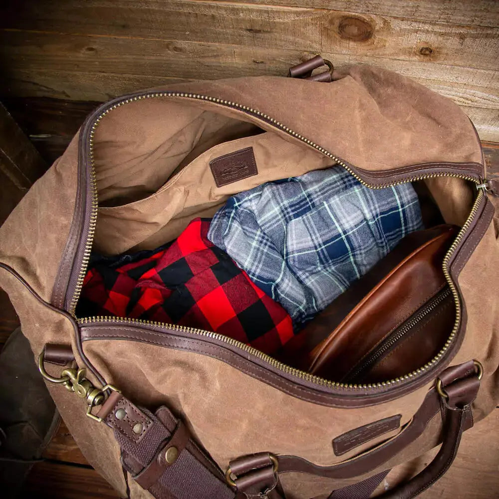Campaign Waxed Canvas Large Field Duffle Bag Mission Mercantile Leather Goods