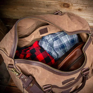 Campaign Waxed Canvas Large Field Duffle Bag Mission Mercantile Leather Goods