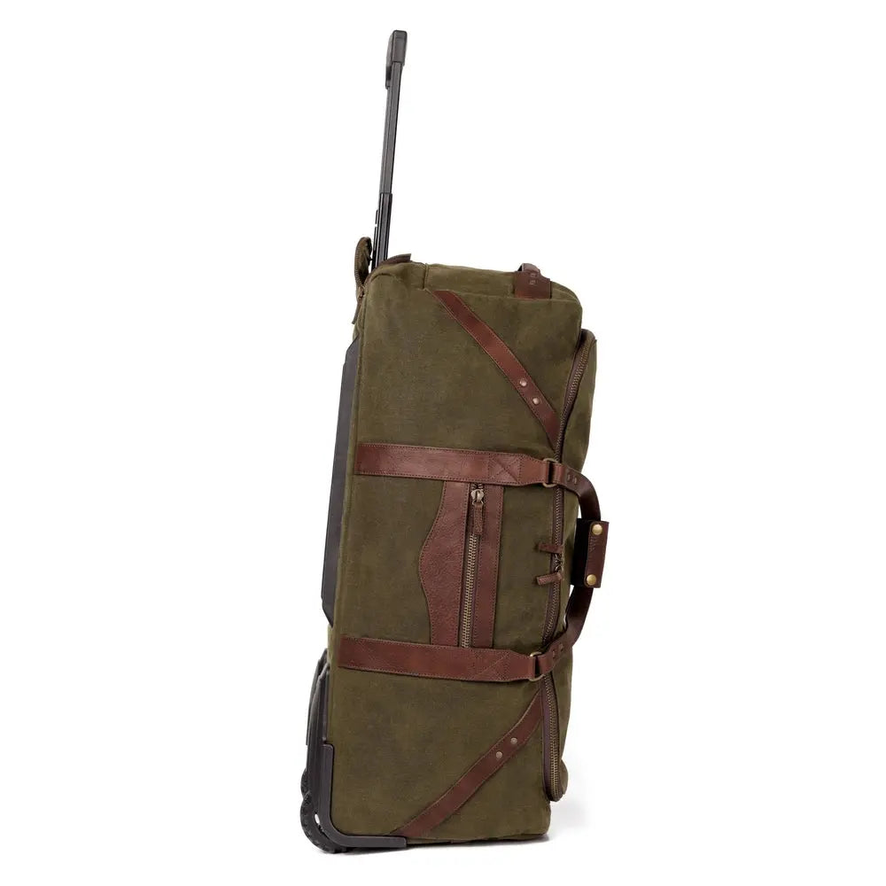 Campaign Waxed Canvas Large Wheeled Duffle Bag Mission Mercantile Leather Goods