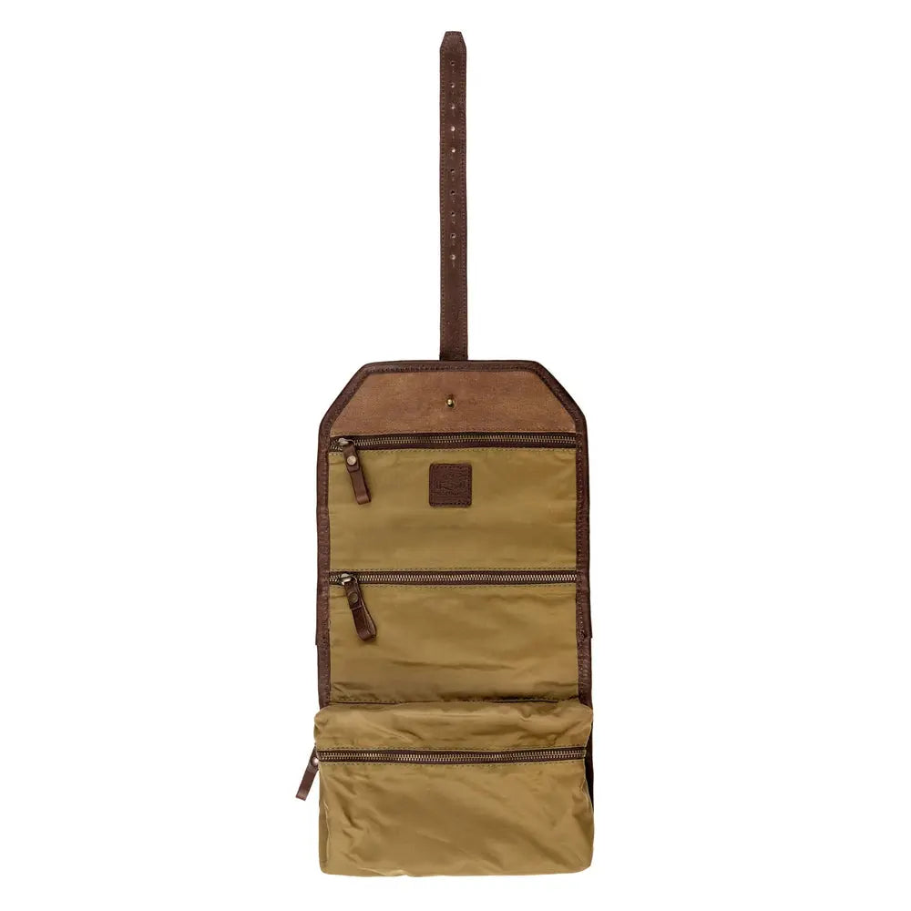 Campaign Waxed Canvas Roll-Up Toiletry Shave Kit Mission Mercantile Leather Goods