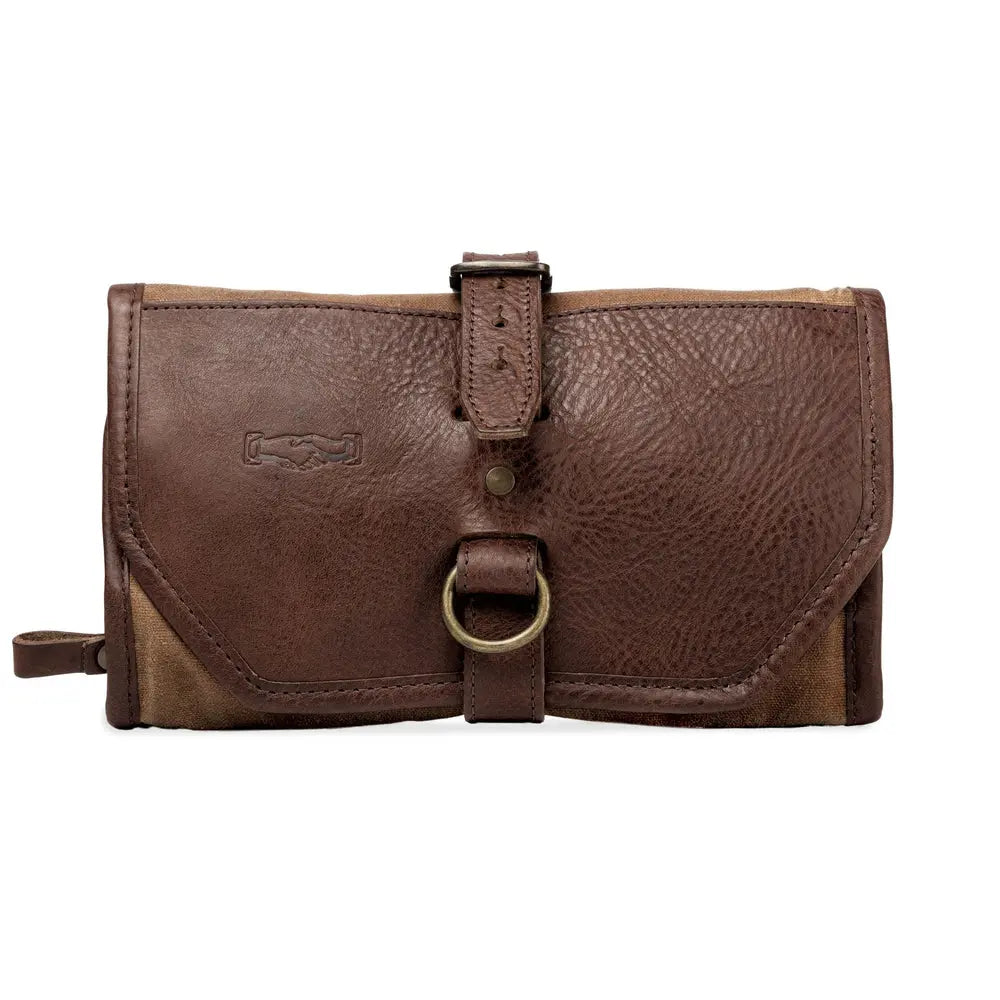 Campaign Waxed Canvas Roll-Up Toiletry Shave Kit Mission Mercantile Leather Goods