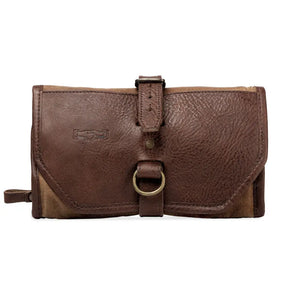 Campaign Waxed Canvas Roll-Up Toiletry Shave Kit Mission Mercantile Leather Goods