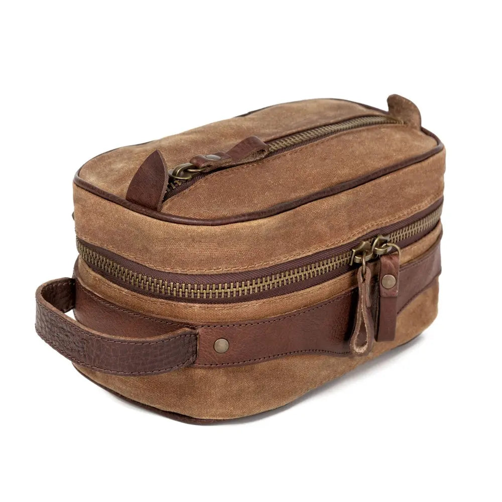 Campaign Waxed Canvas Toiletry Square Shave Kit Mission Mercantile Leather Goods