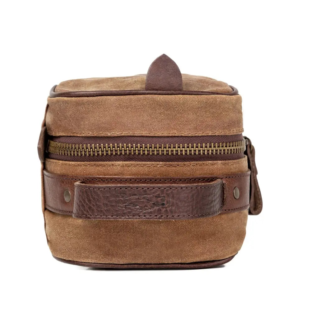 Campaign Waxed Canvas Toiletry Square Shave Kit Mission Mercantile Leather Goods