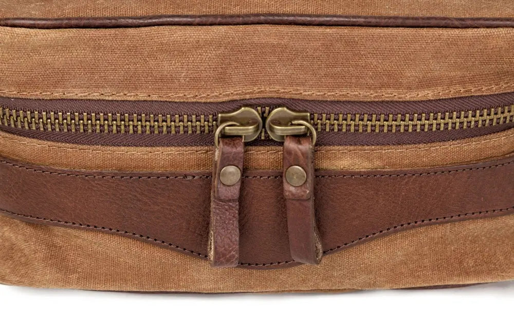 Campaign Waxed Canvas Toiletry Square Shave Kit Mission Mercantile Leather Goods