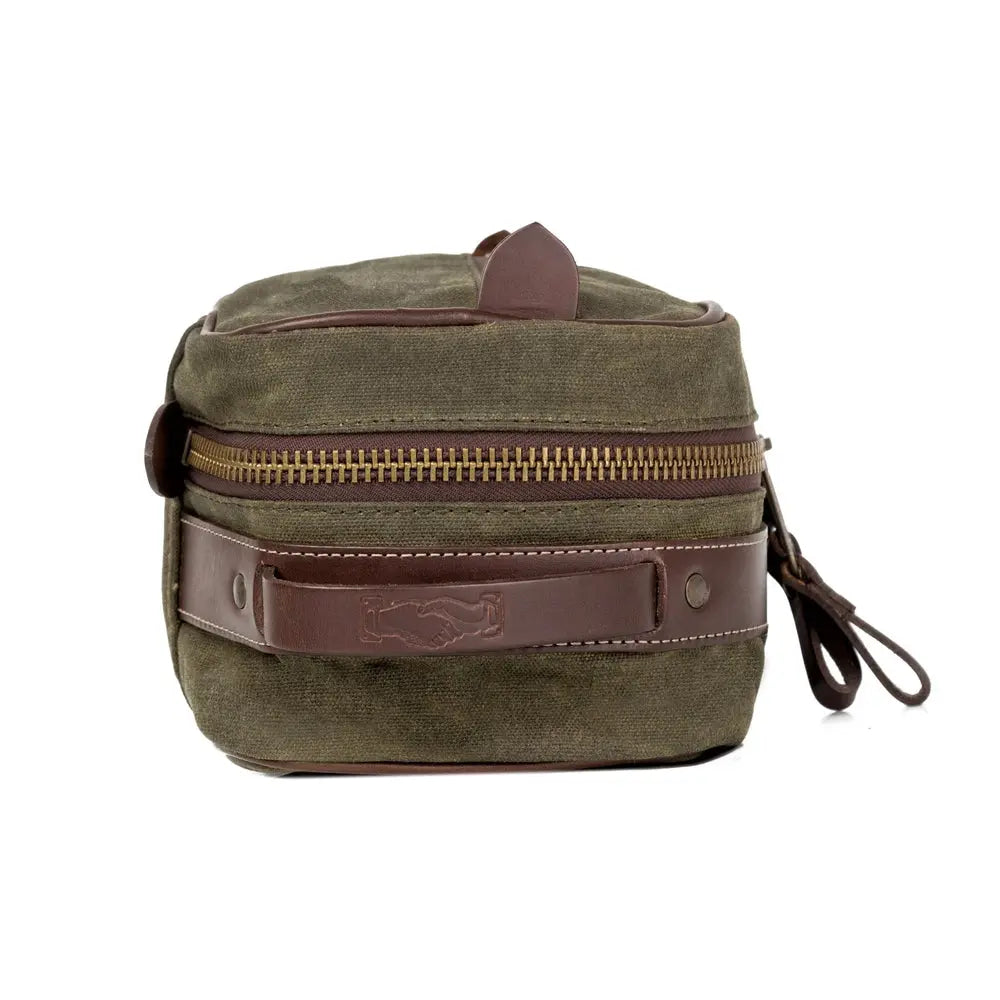 Campaign Waxed Canvas Toiletry Square Shave Kit Mission Mercantile Leather Goods