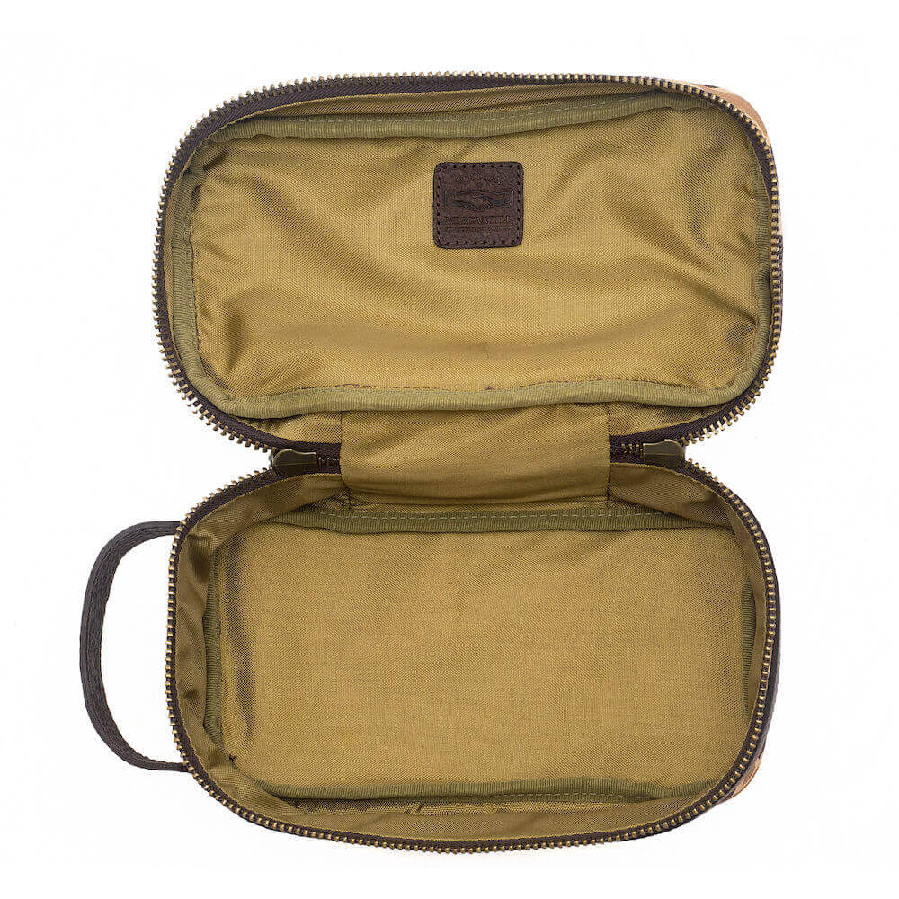 Campaign Waxed Canvas Toiletry Square Shave Kit Mission Mercantile Leather Goods