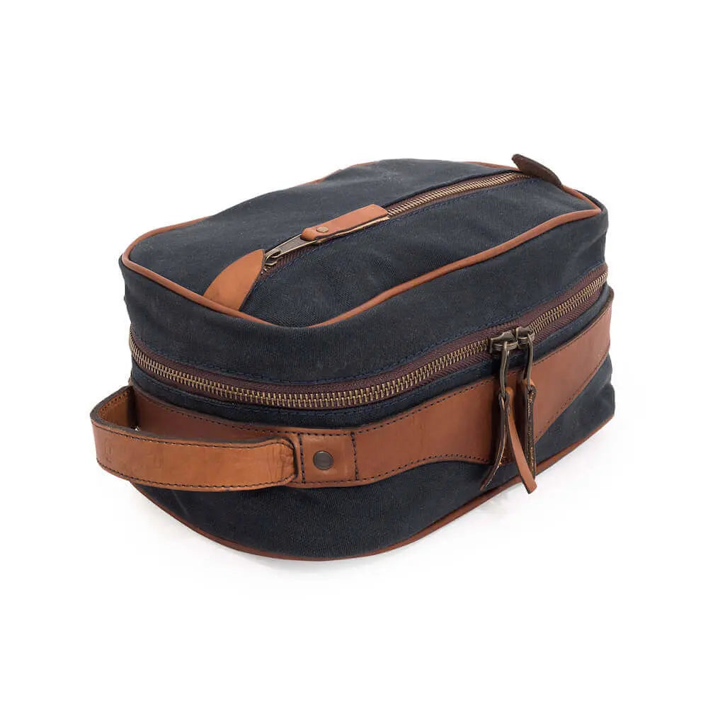 Campaign Waxed Canvas Toiletry Square Shave Kit Mission Mercantile Leather Goods
