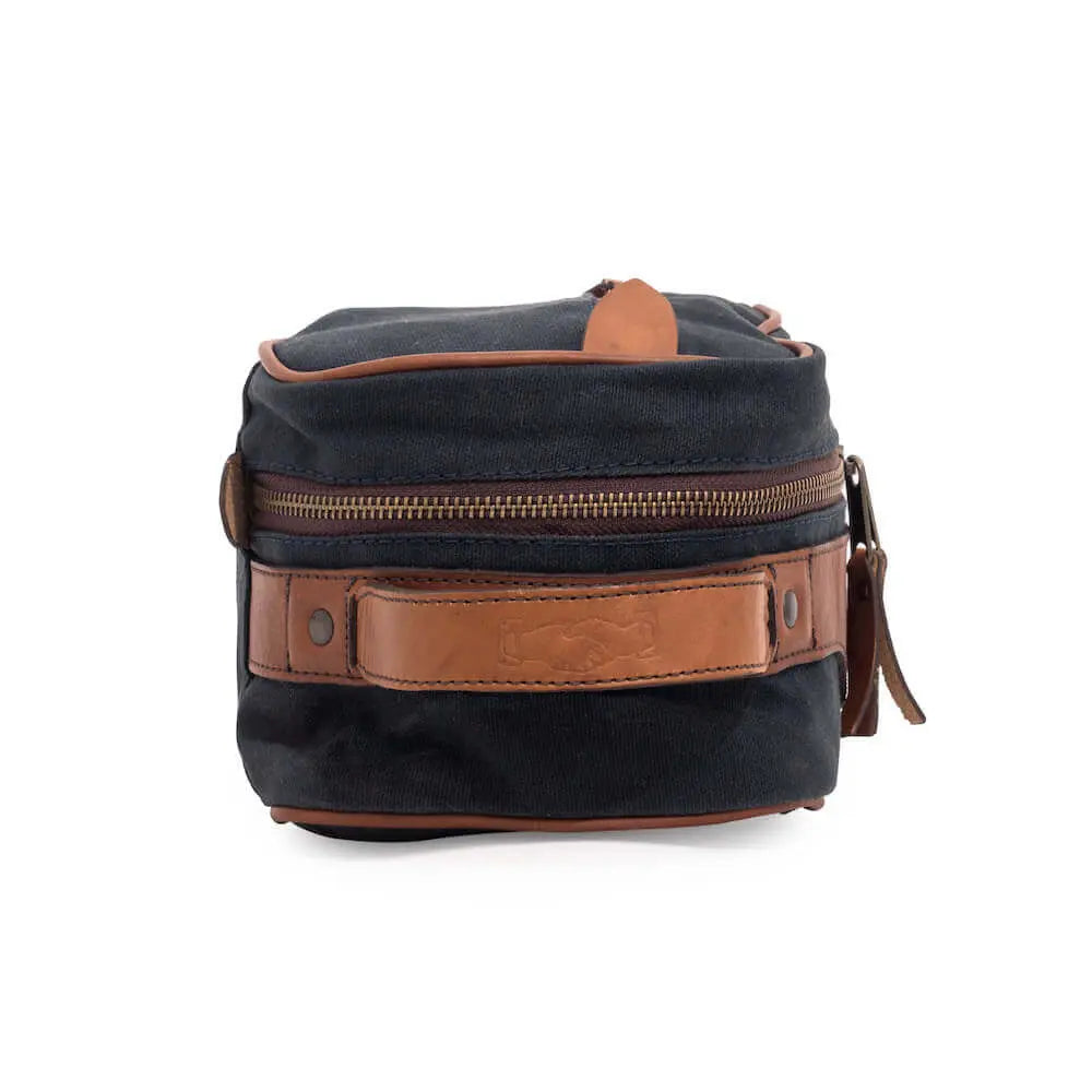 Campaign Waxed Canvas Toiletry Square Shave Kit Mission Mercantile Leather Goods