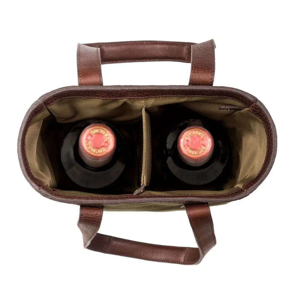 Campaign Waxed Canvas Two Bottle Wine Tote Mission Mercantile Leather Goods