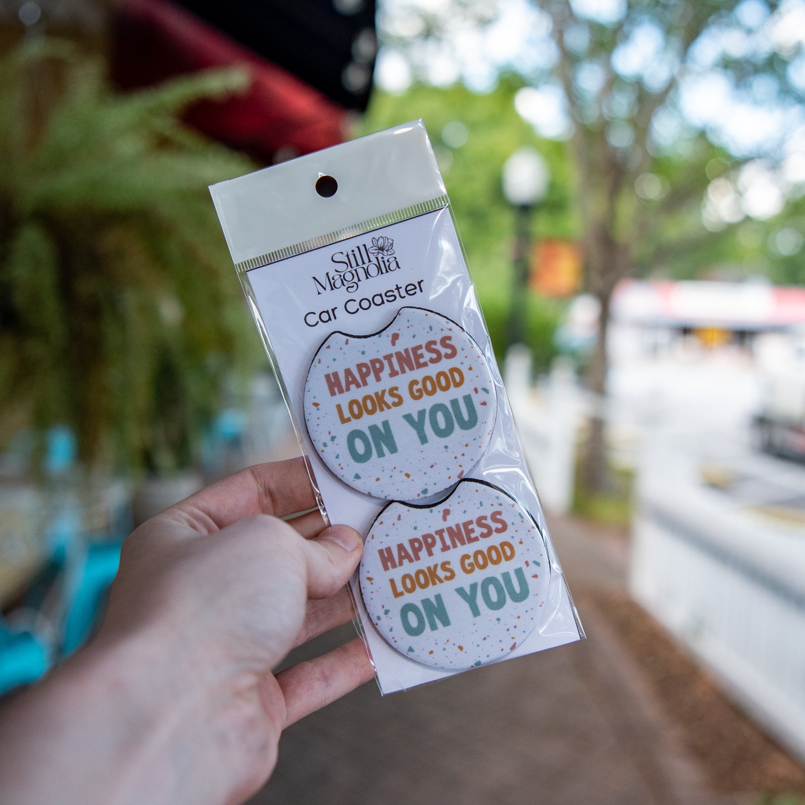 Car Coasters - Happiness Looks Good on You by Still Magnolia, Southern home decor main product photo
