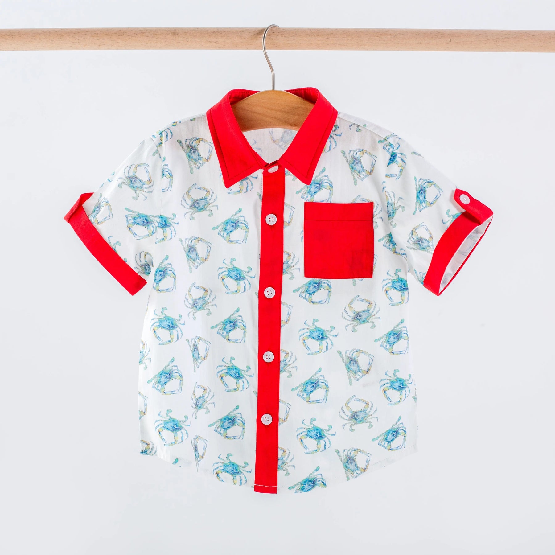 Catching Crabs Kid's Short Sleeve Collared Shirt Nola Tawk