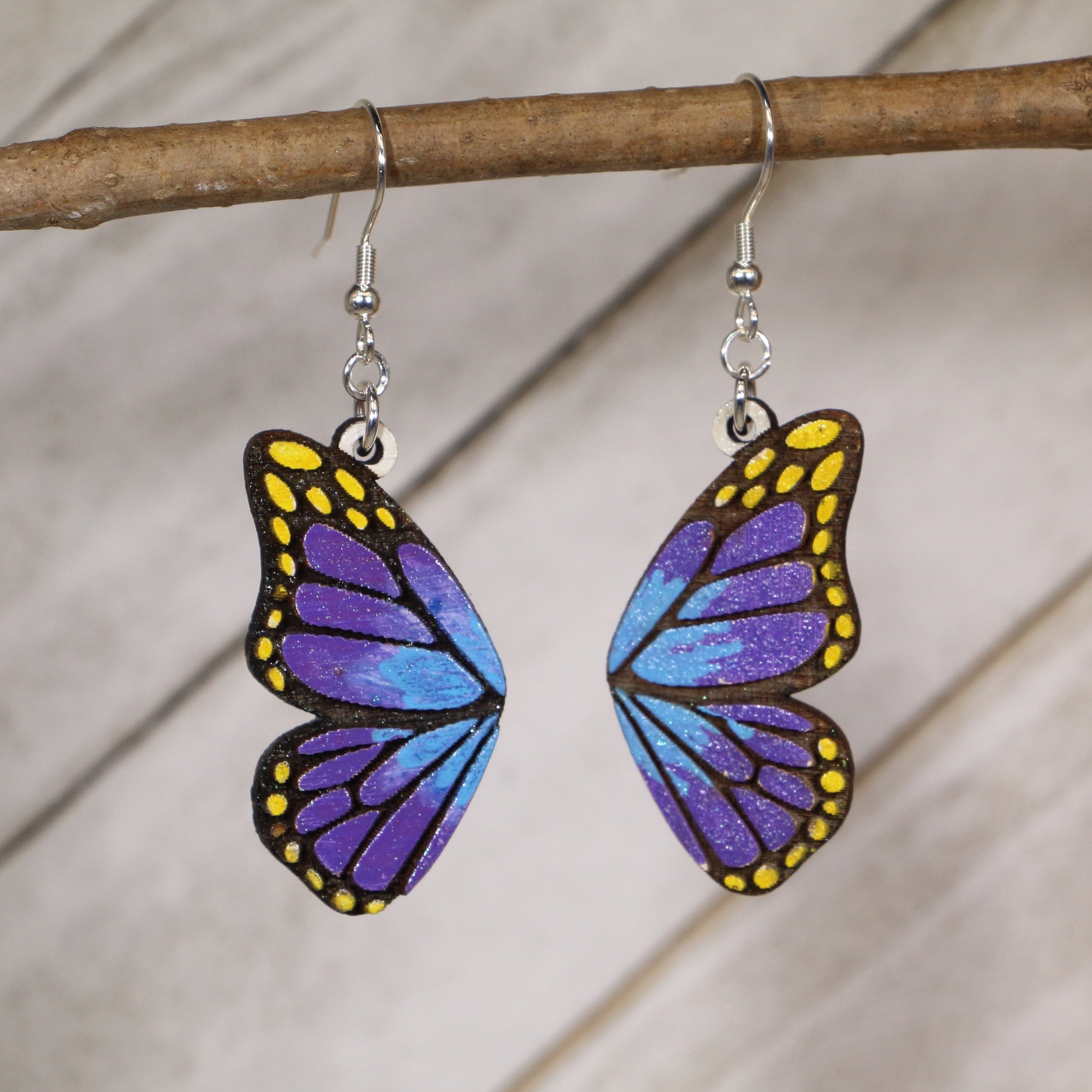Monarch Butterfly Wooden Earrings | Celestial Nature Jewelry