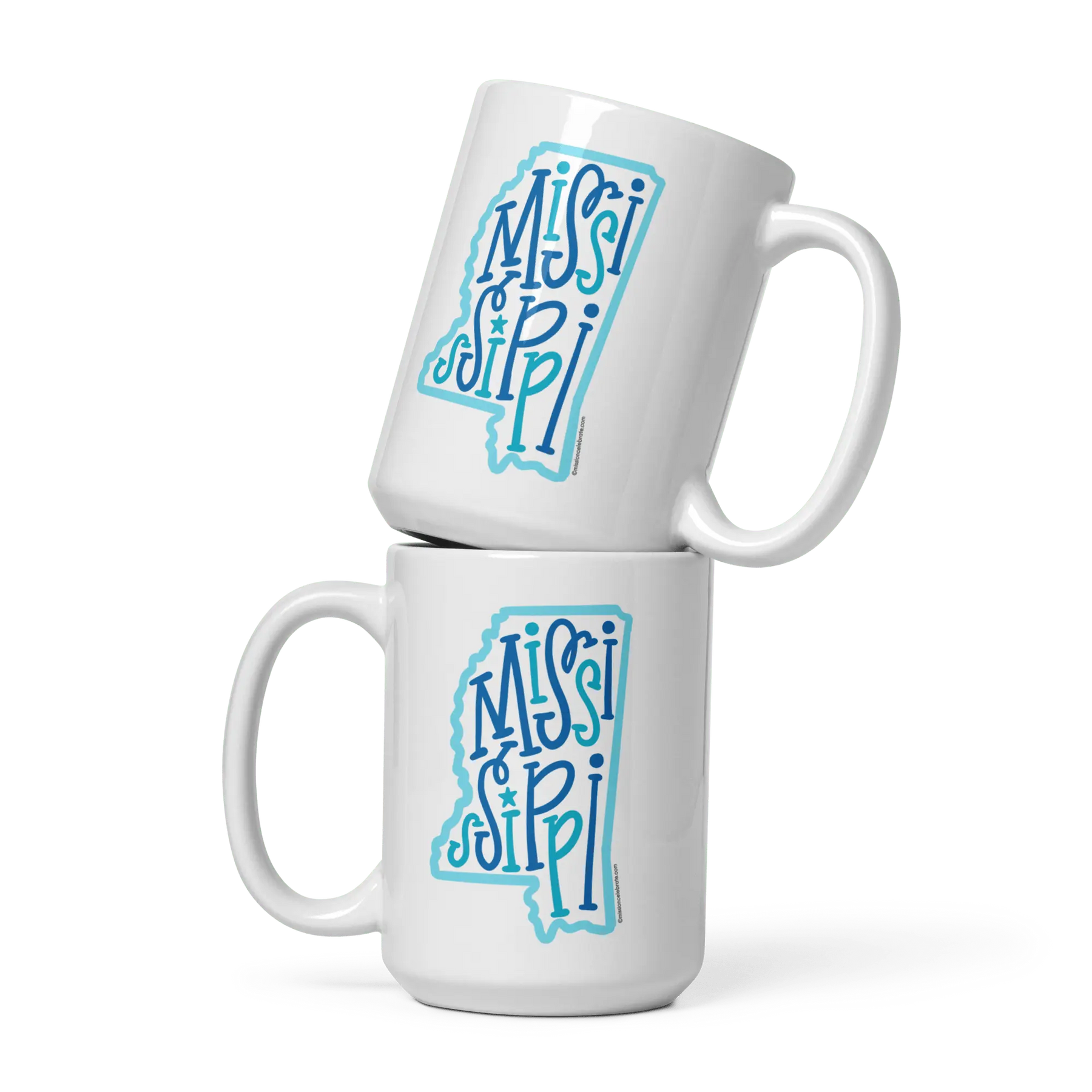 Mississippi Mug: Stacked Ceramic Coffee Cups with Bouncy Letter State Art | Main Street Collective