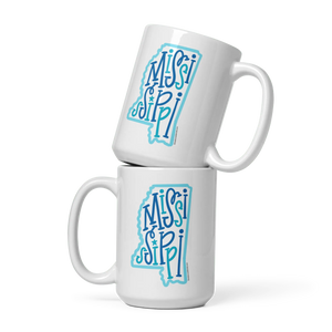 Mississippi Mug: Stacked Ceramic Coffee Cups with Bouncy Letter State Art | Main Street Collective