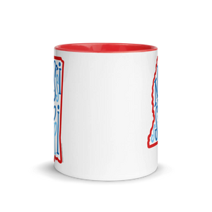 Mississippi State Mug: Ceramic Coffee Cup with Fun, Hand-Drawn Bouncy Letters Art Design - Red & Blue!