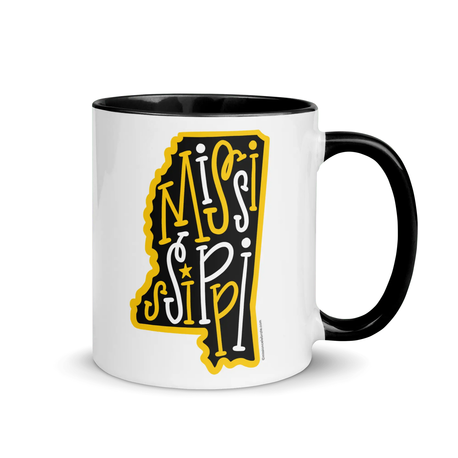 Mississippi Mug: State Pride Ceramic Coffee Cup | Black & Gold Design