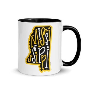 Mississippi Mug: State Pride Ceramic Coffee Cup | Black & Gold Design