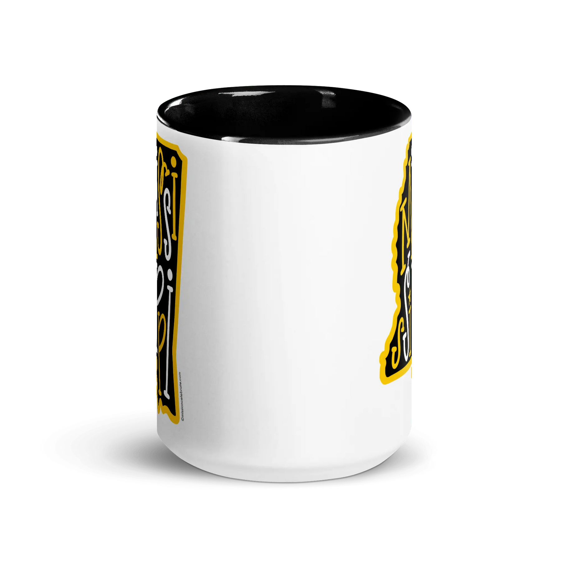 Ceramic Mug: Texas Bouncy Letters Handdrawn Art (Black & Gold). Leslie's Mississippi! Unique coffee cup, perfect gift!