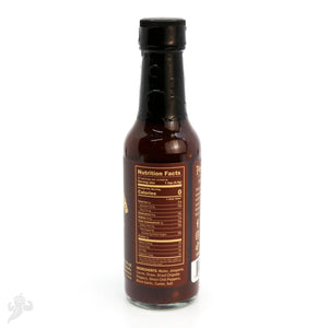 Chipotle Ghost & Black Garlic Hot Sauce bottle with nutrition facts label.