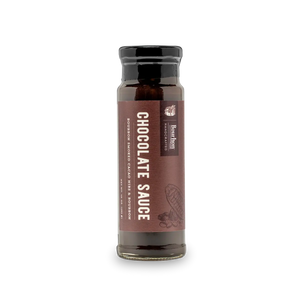 Chocolate Sauce with bourbon smoked cacao nibs and bourbon from Bourbon Barrel Foods