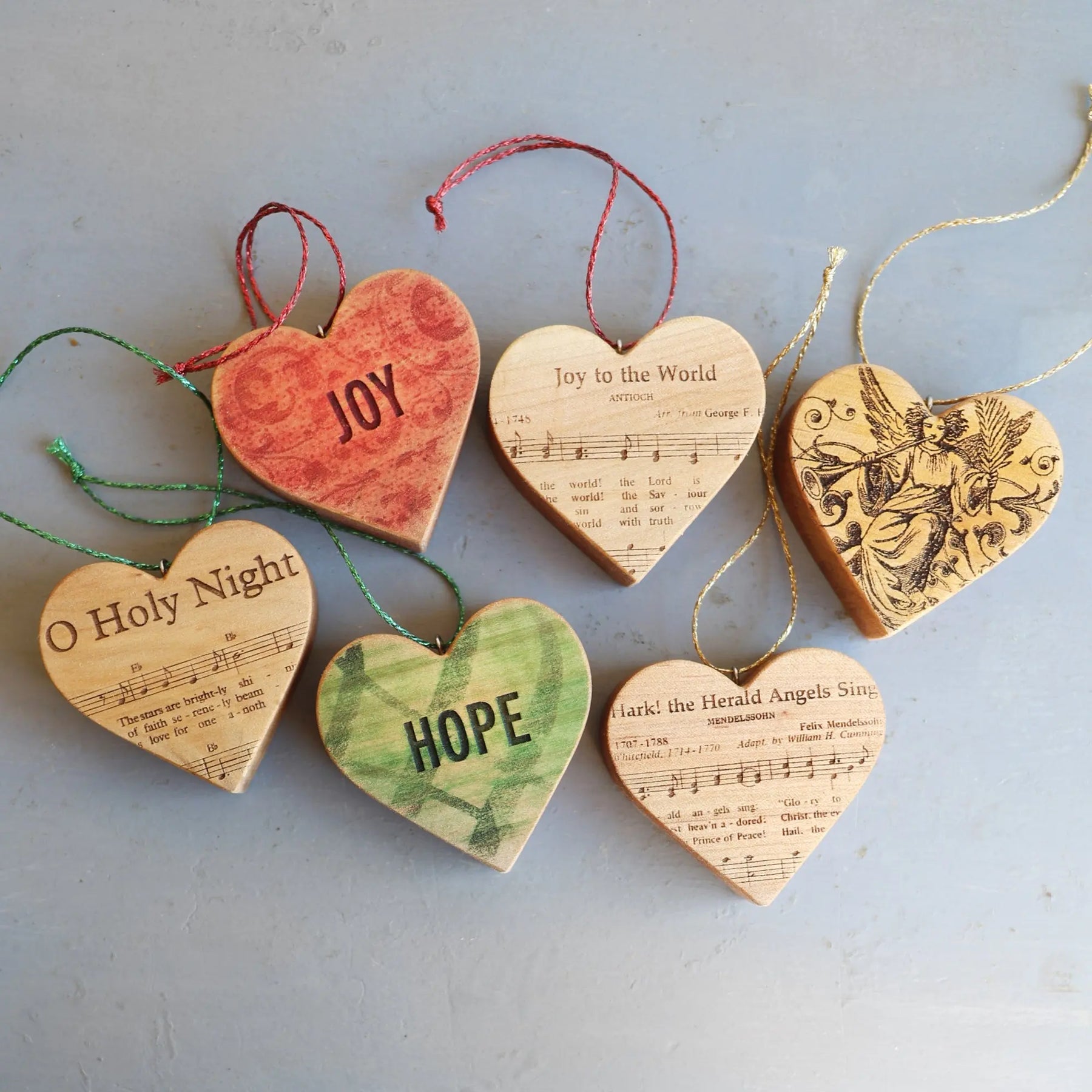 Christmas Carol Heart Ornaments Dennehey Design Co.