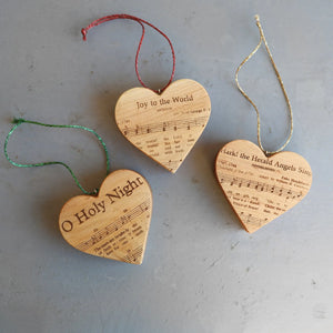 Christmas Carol Heart Ornaments Dennehey Design Co.