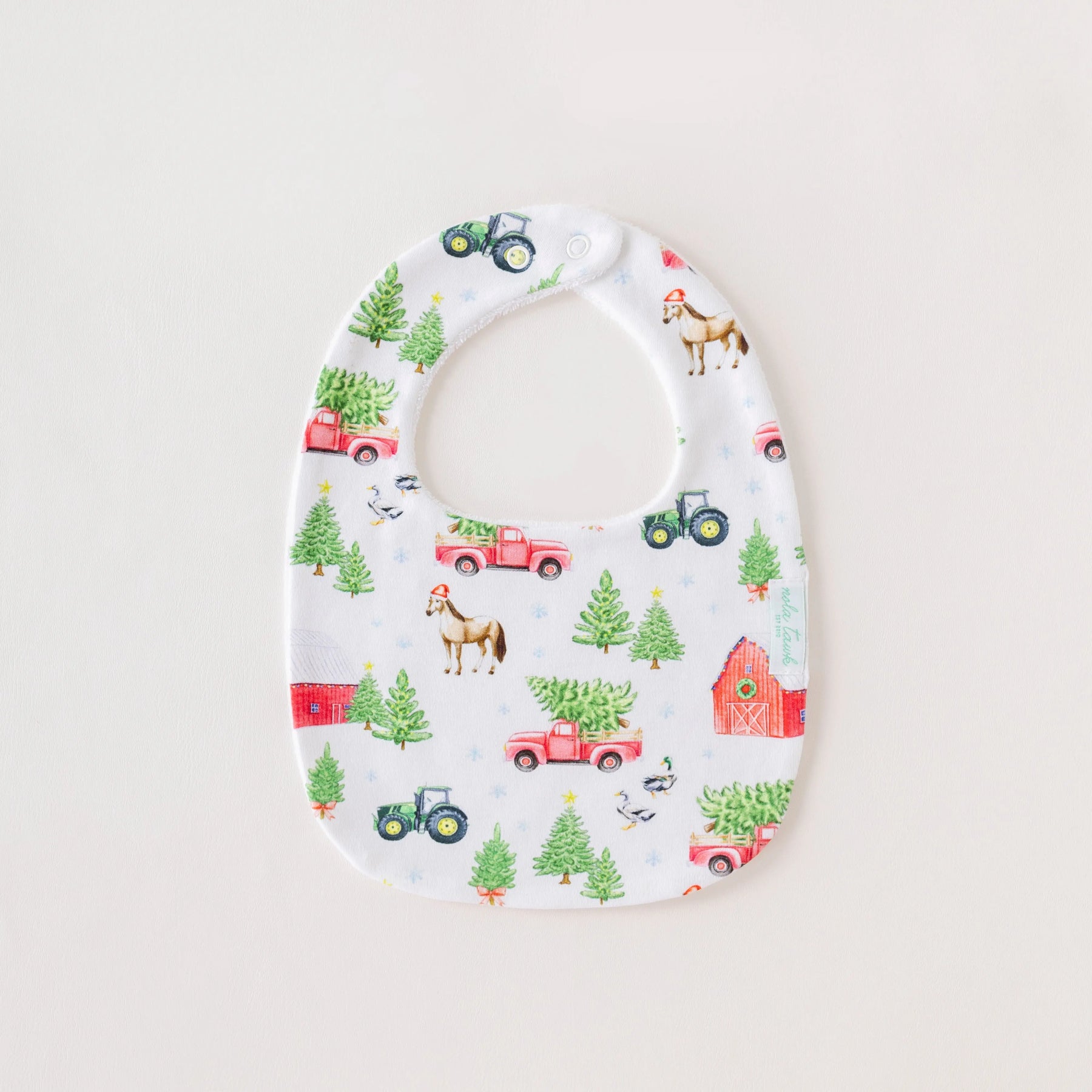 Christmas Tree Farm Organic Cotton Christmas Baby Bib Nola Tawk