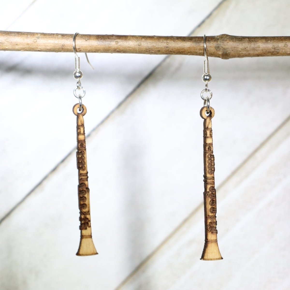 Clarinet Wooden Earrings | Band Musician Jewelry