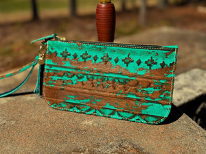 Classic Leather Clutch with Inside Pocket Kw Leatherworks