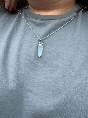 Opalite Crystal Necklace - Handmade Silver Pendant by Main Street Collective, Mississippi