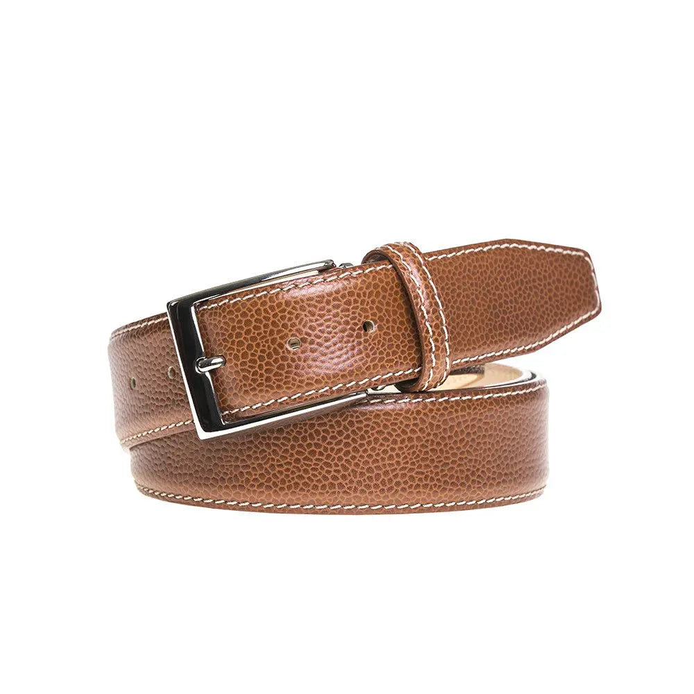 Cognac French Pebble Grain Belt by Roger Ximenez handmade in Miami