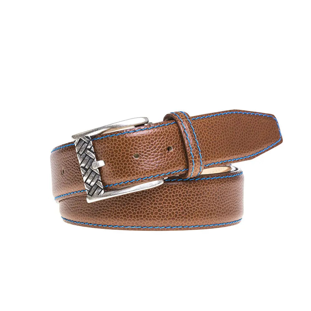 Roger Ximenez cognac custom leather belt with bespoke sizing options