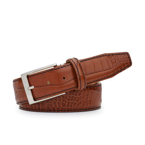 Roger Ximenez cognac custom leather belt with bespoke sizing options