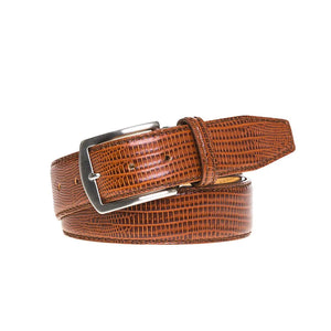 Cognac textured leather belt for golf and executive style
