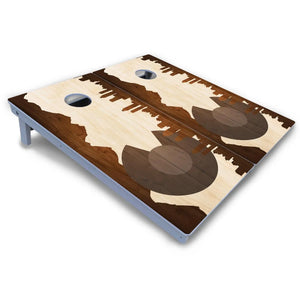Colorado Natural Wood Skyline Cornhole Boards - All Weather Series Cornhole Solutions