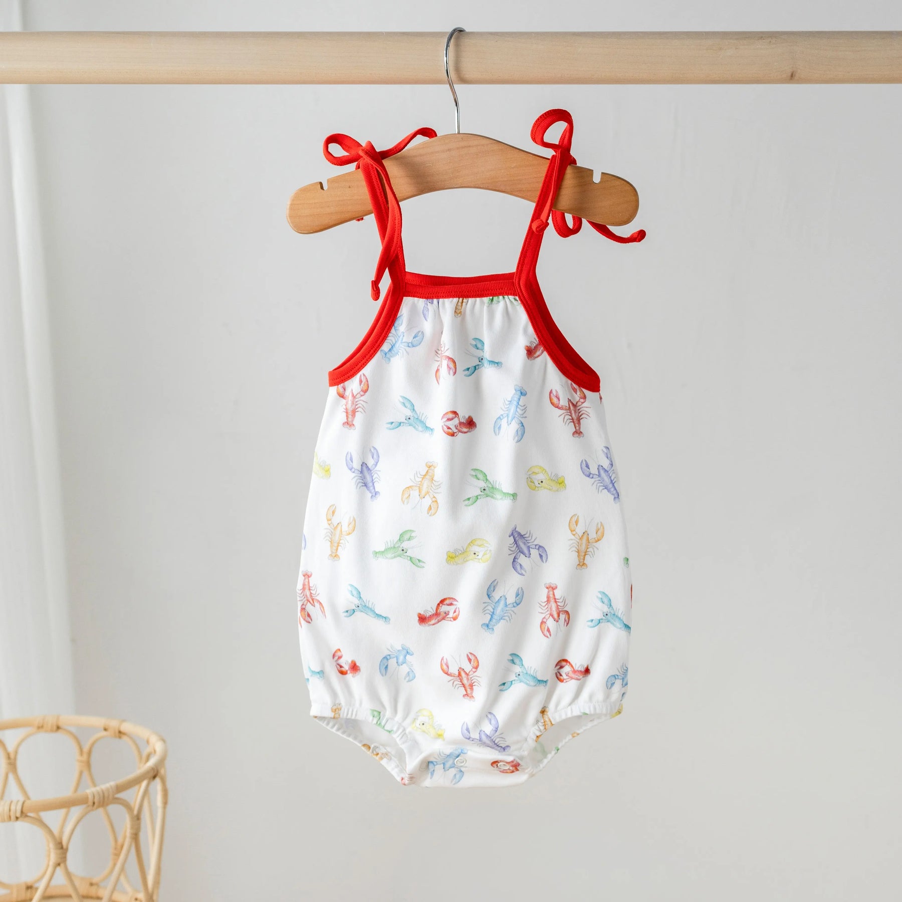 Colorful Claws Organic Cotton Crawfish Shoulder-Tie Onesie Nola Tawk