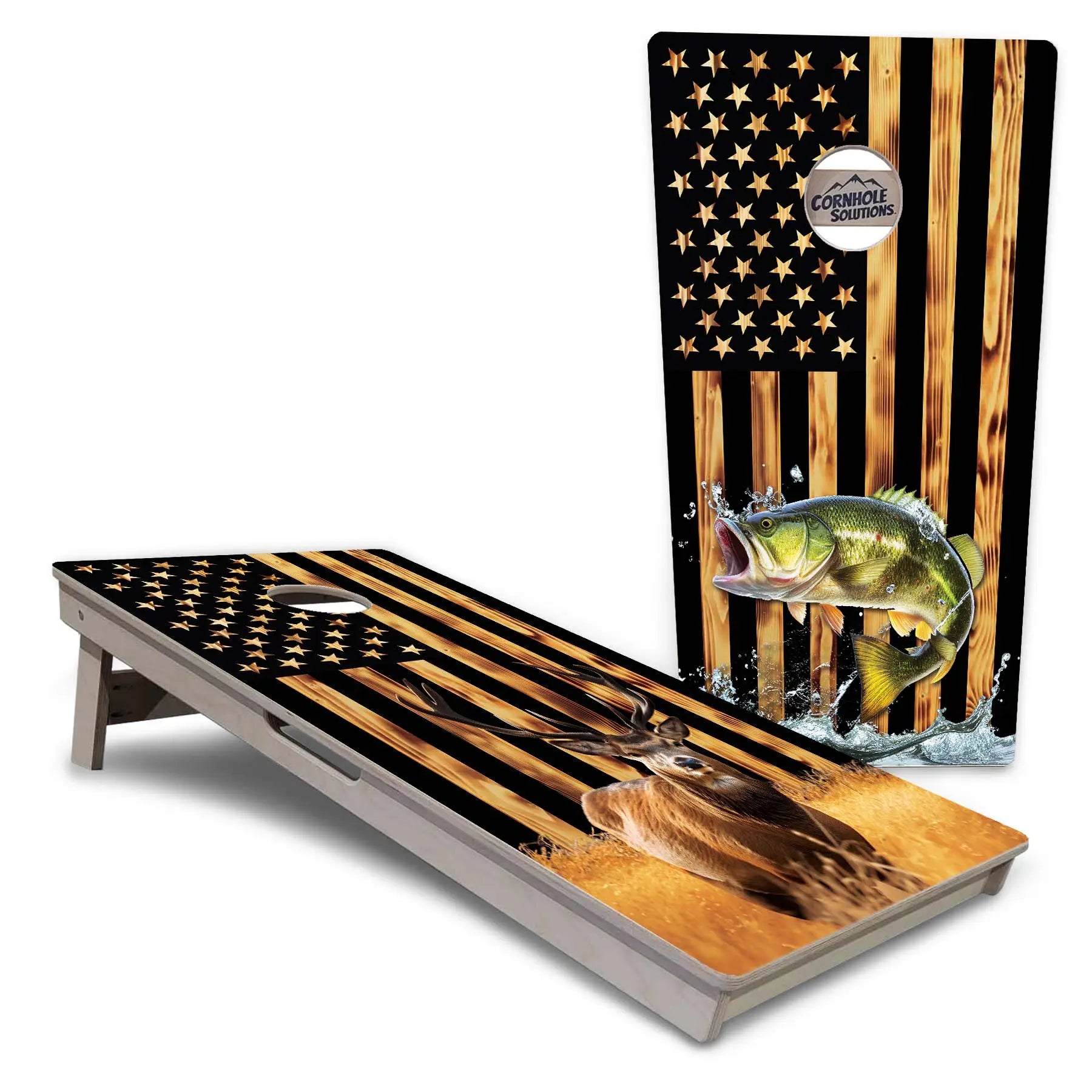 Colorful Deer & Fish Cornhole Boards - Professional Tournament Series Cornhole Solutions
