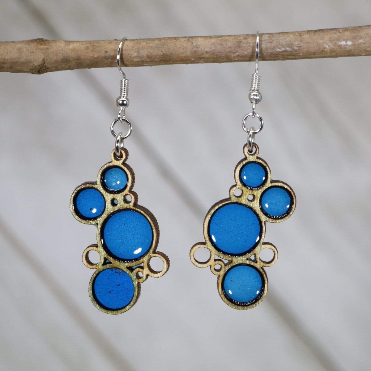 Colorful Boho Bubble Wooden Resin Earrings | Retro Statement Jewelry by Cate's Concepts, LLC, handmade jewelry main product photo