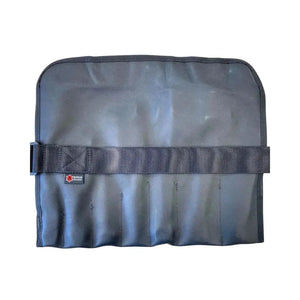 Black combat boot leather tool roll with multiple slots