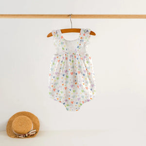 Confetti Hearts Organic Muslin Bubble Romper Nola Tawk