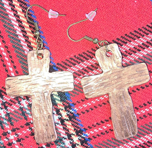 Copper Cross Earrings - Hand-Forged Christian Jewelry, Rustic Religious Earrings, Faith-Based Gift