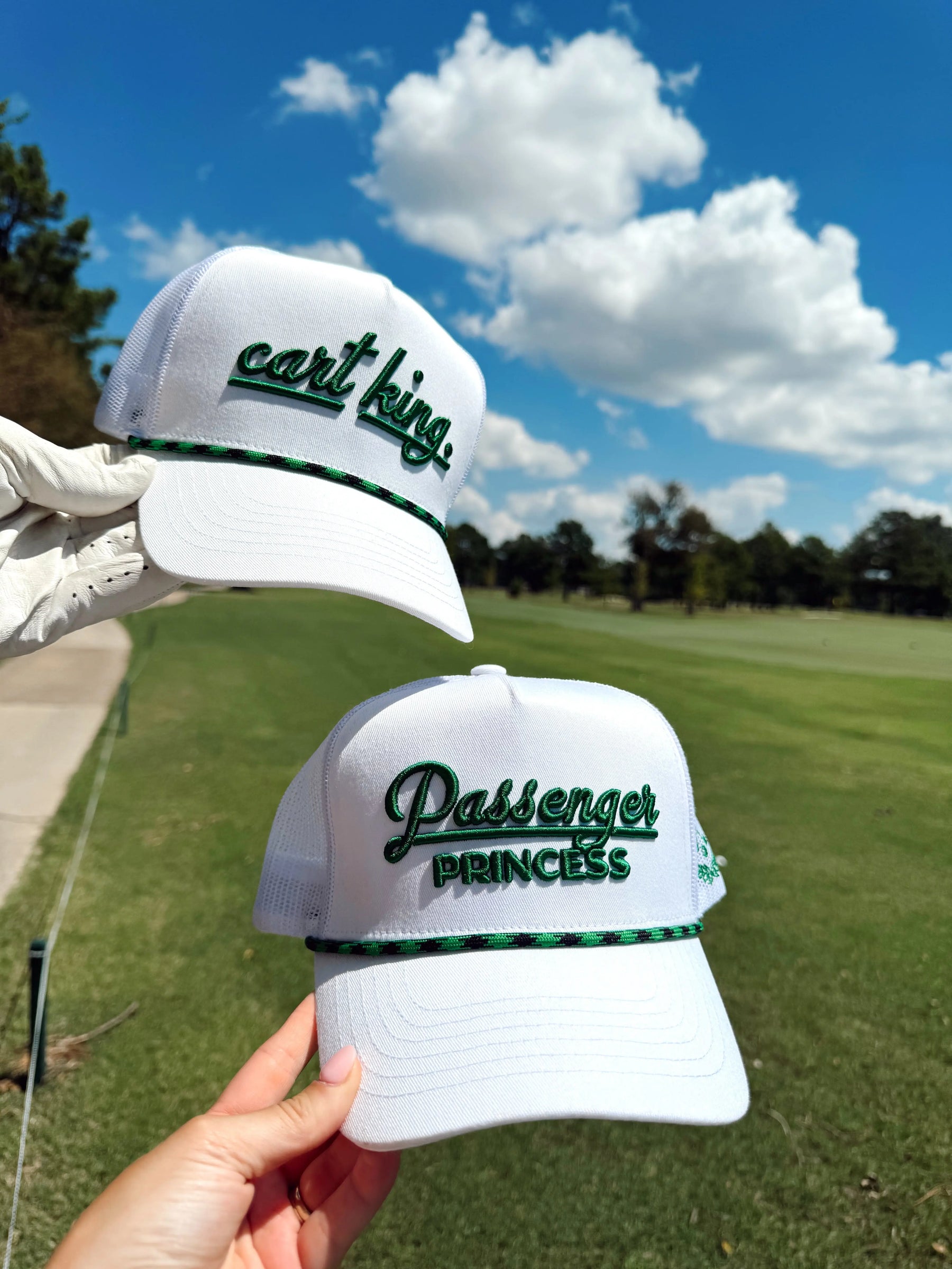 Couples Golf Hat - White Vintage Trucker Hat KenzKustomz