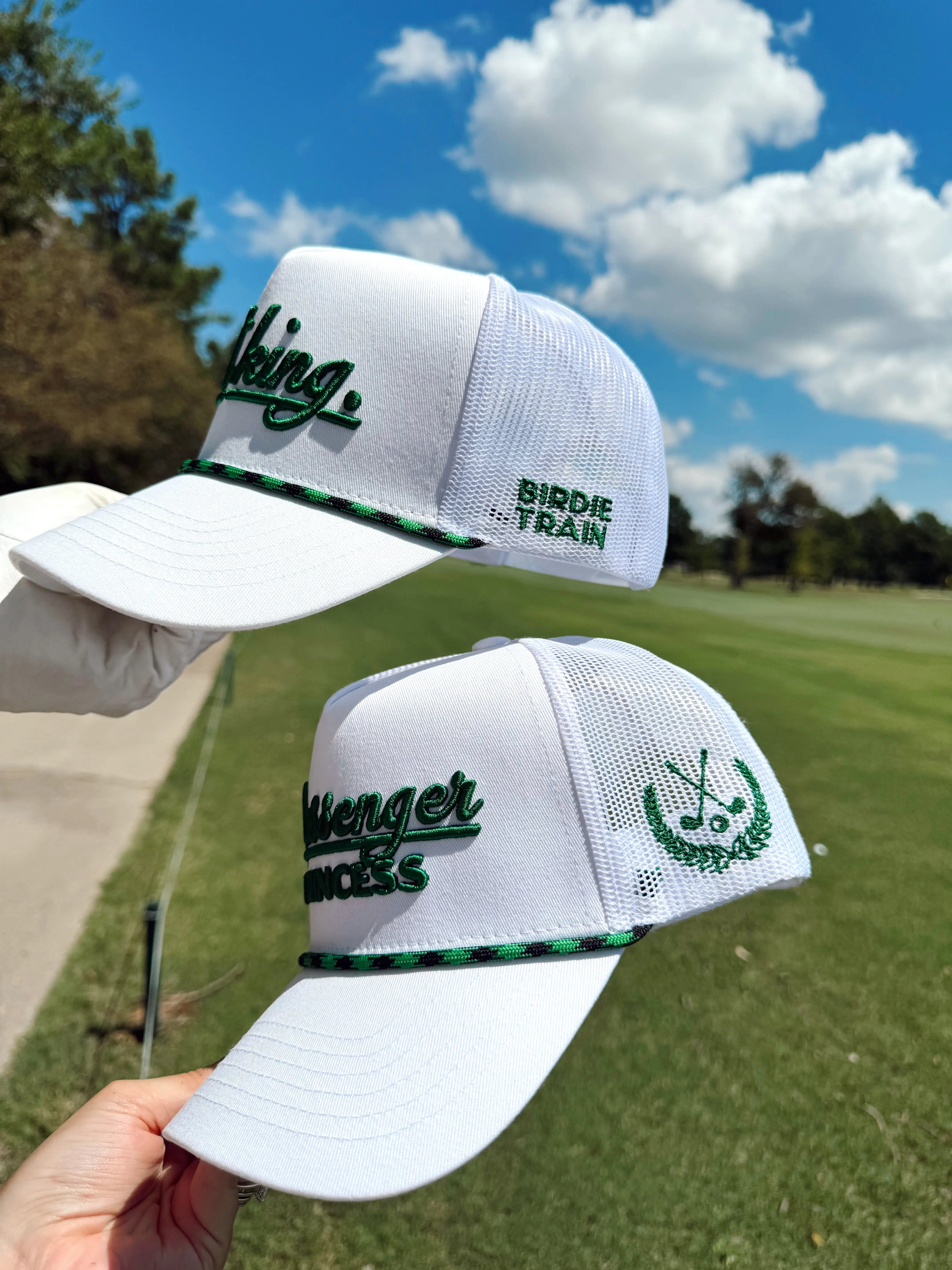 Couples Golf Hat - White Vintage Trucker Hat KenzKustomz