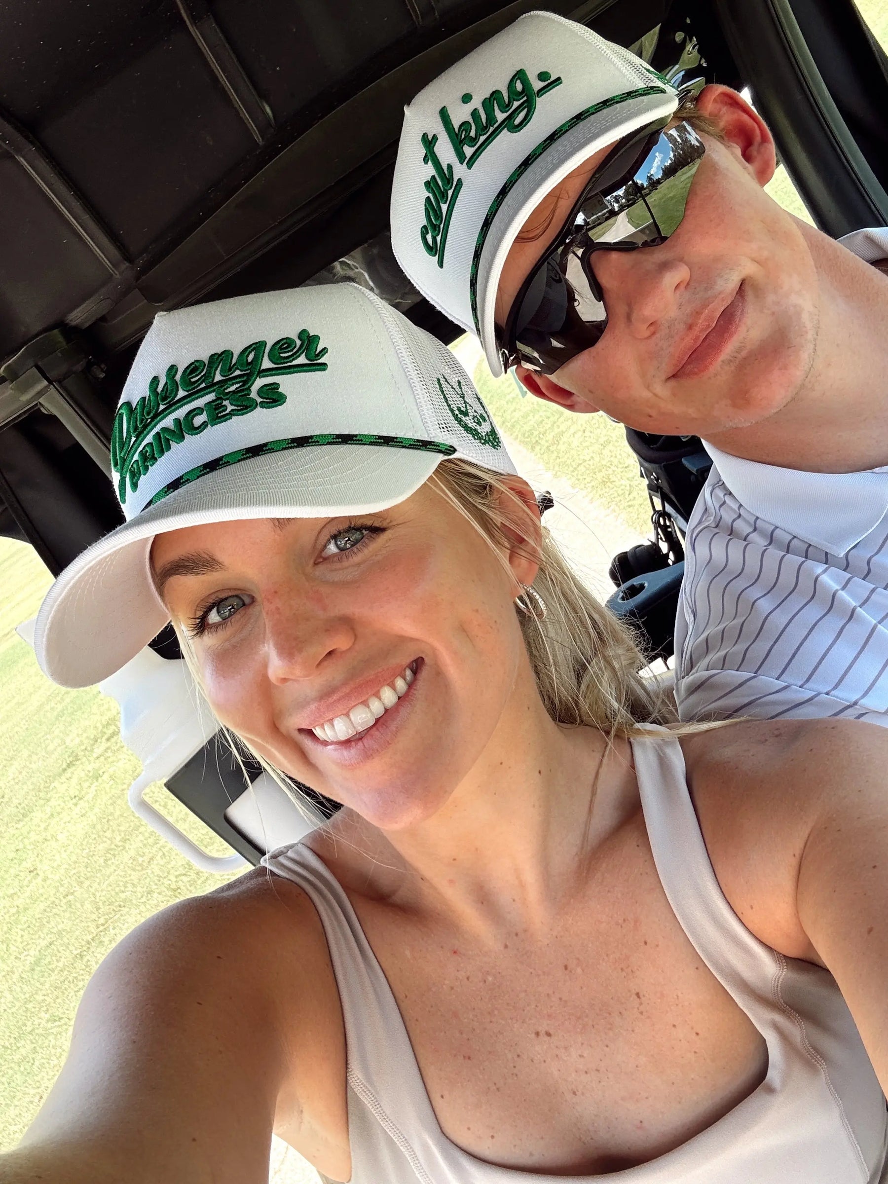 Couples Golf Hat - White Vintage Trucker Hat KenzKustomz